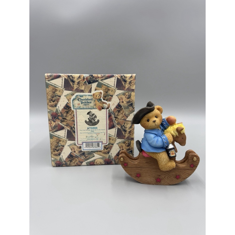 Vintage 2000 Cherished Teddies Paul On Rocking Horse Figurine 676888